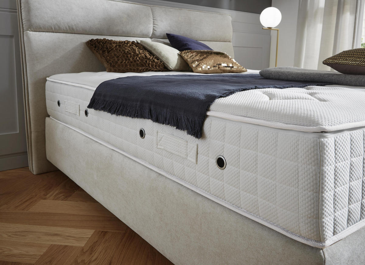 BOXSPRINGBETT 200/200 cm  in Creme  - Creme/Kupferfarben, Konventionell, Textil/Metall (200/200cm) - Ambiente