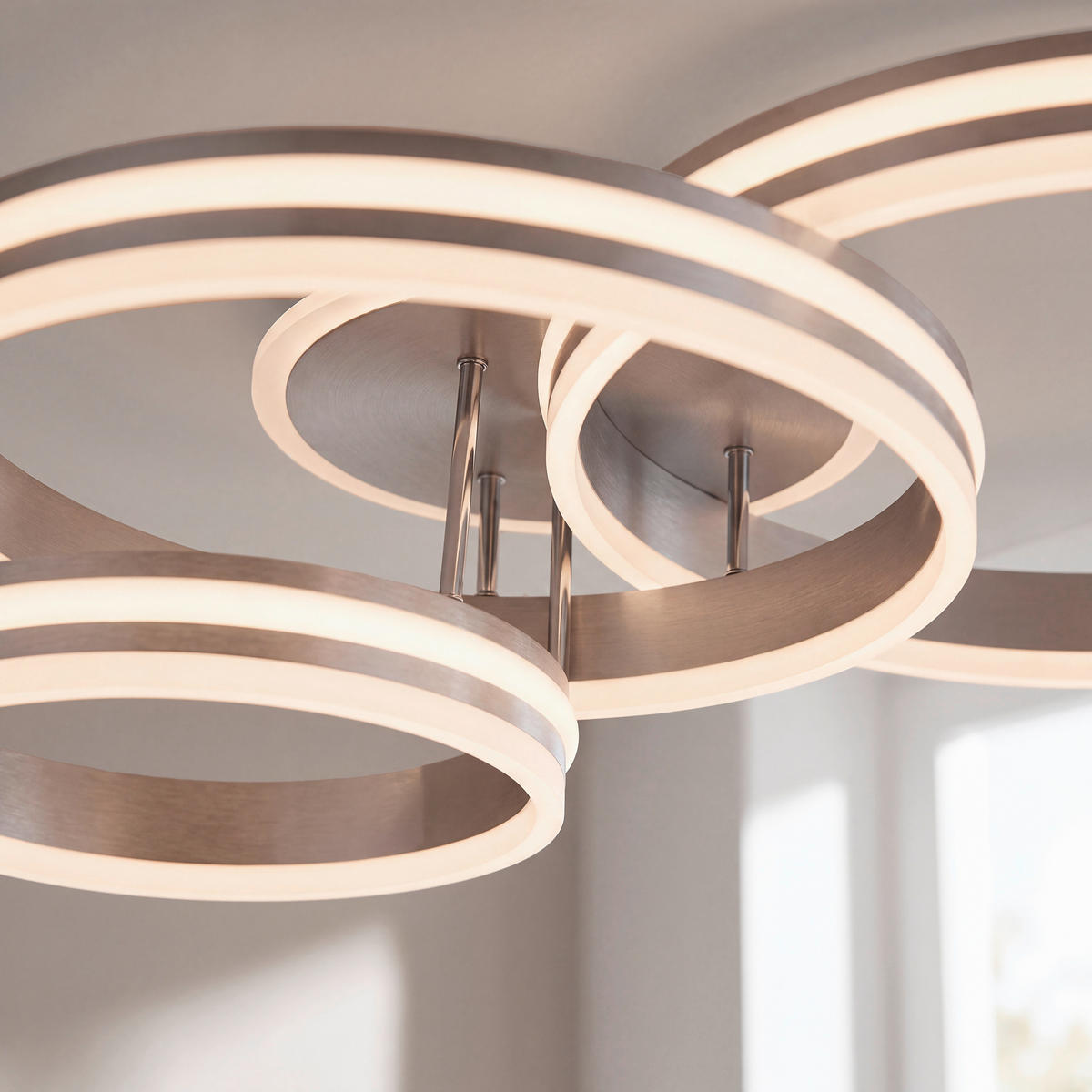 LED-DECKENLEUCHTE Andromeda 80/60/20 cm   - Opal/Grau, Design, Kunststoff/Metall (80/60/20cm) - Novel