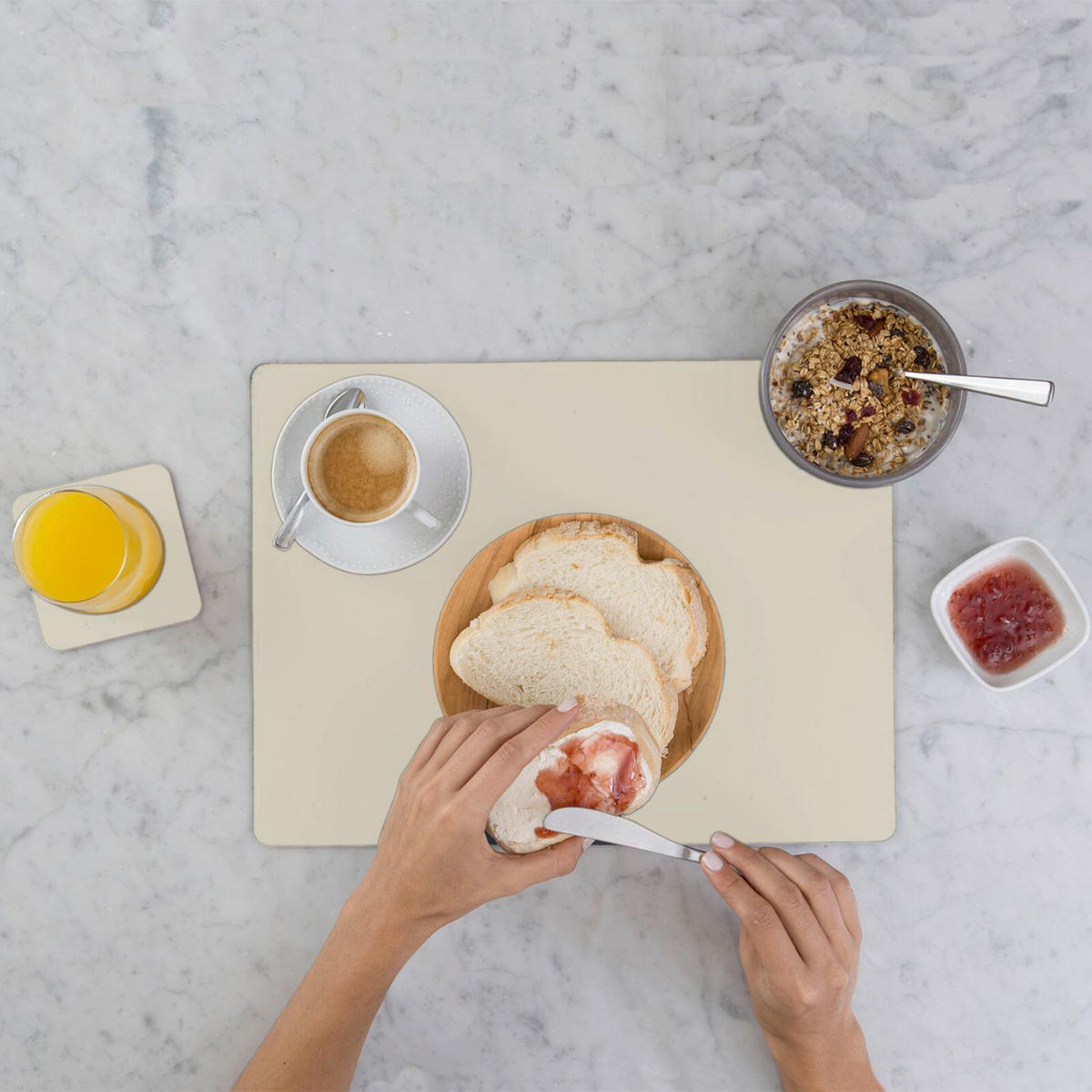 TISCHSET Leder Beigebraun  - Beigebraun, Basics, Leder (40/30/0.2cm)