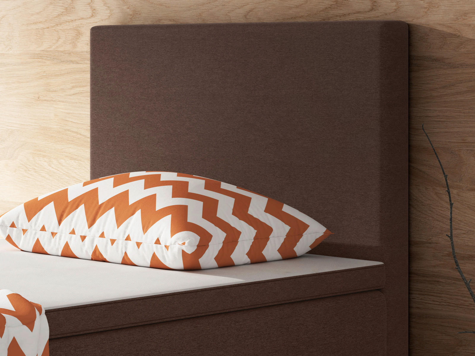 BOXSPRINGBETT 90/200 cm,  in Braun, Matratze, gepolstertes Kopfteil, Topper, H3 = fest  - Silberfarben/Braun, KONVENTIONELL, Textil/Metall (90/200cm) - MID.YOU