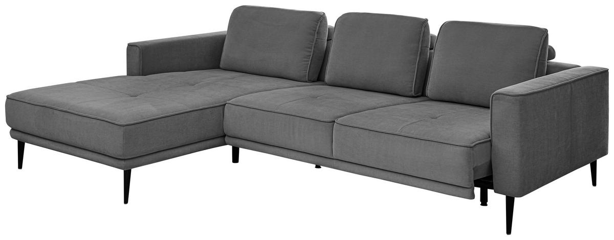 ECKSOFA Anthrazit Flachgewebe  - Anthrazit/Schwarz, KONVENTIONELL, Textil/Metall (193/279cm) - SetOne by Musterring