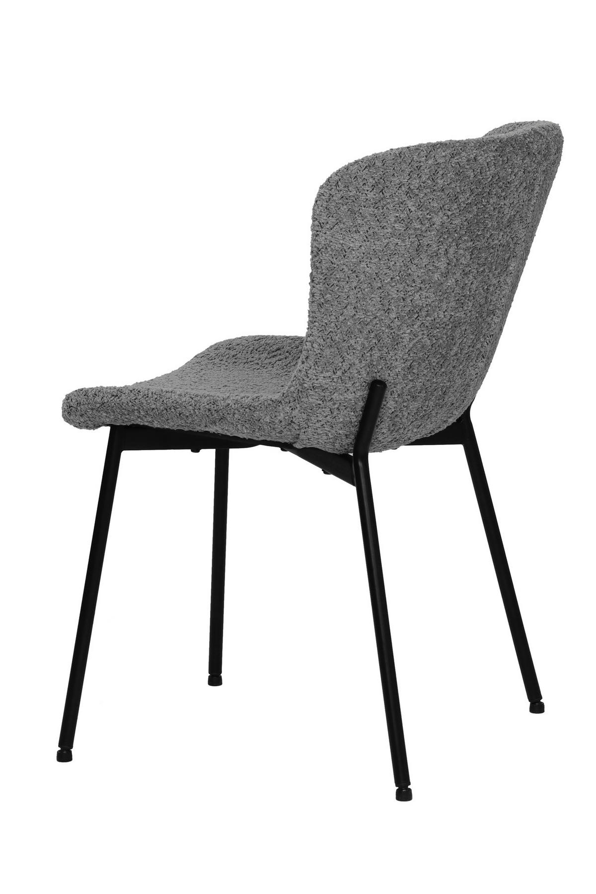 STUHL-SET 2 Stück  Bouclé  Grau, Schwarz  - Schwarz/Grau, MODERN, Textil/Metall (48/83/59cm) - MID.YOU