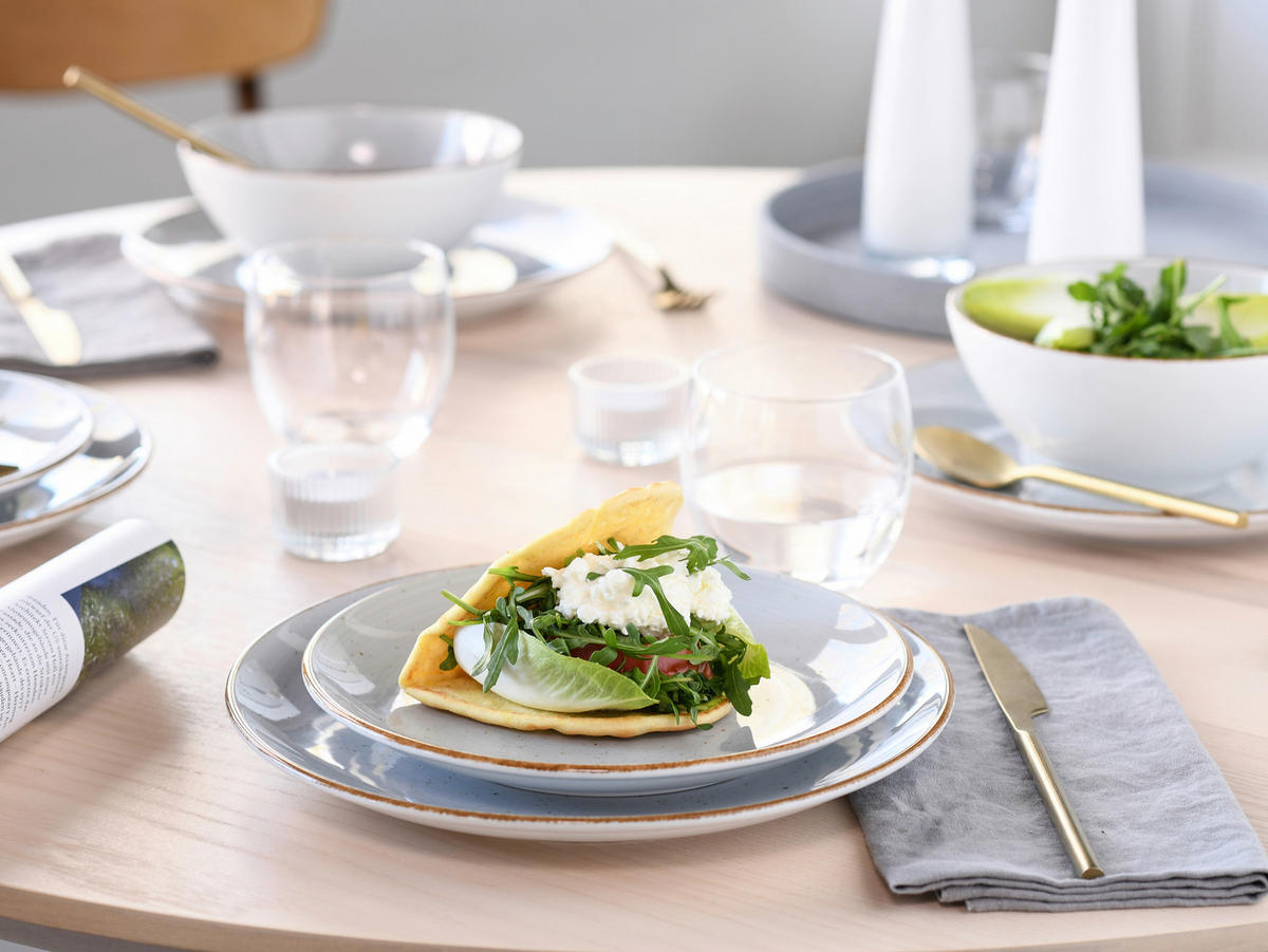 KOMBISERVICE Weiß, Hellgrau Vintage Nature 16-teilig 4 Personen  - Hellgrau/Weiß, Basics, Keramik - Creatable