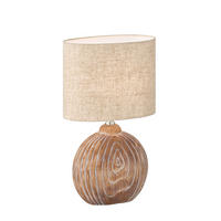 TISCHLEUCHTE - Sandfarben/Eukalyptusholzfarben, Design, Keramik/Textil (13/39/23cm) - Fischer & Honsel