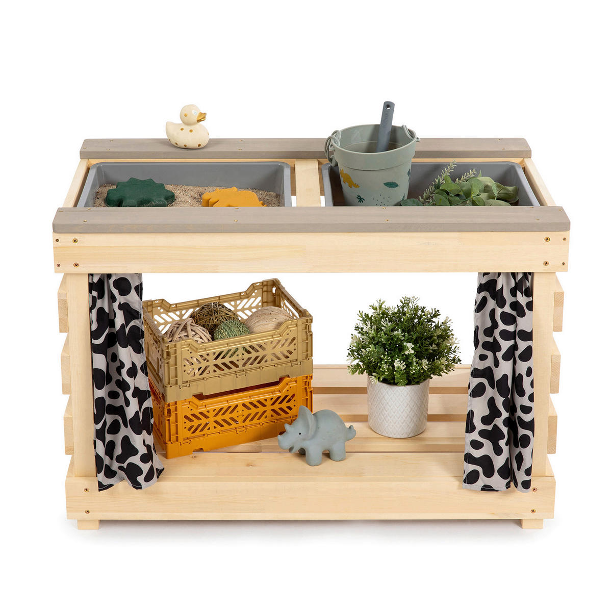 SAND- UND WASSERTISCH Holz Birkefarben, Grau  - Birkefarben/Grau, Basics, Holz (80/40/55cm) - MUDDY BUDDY