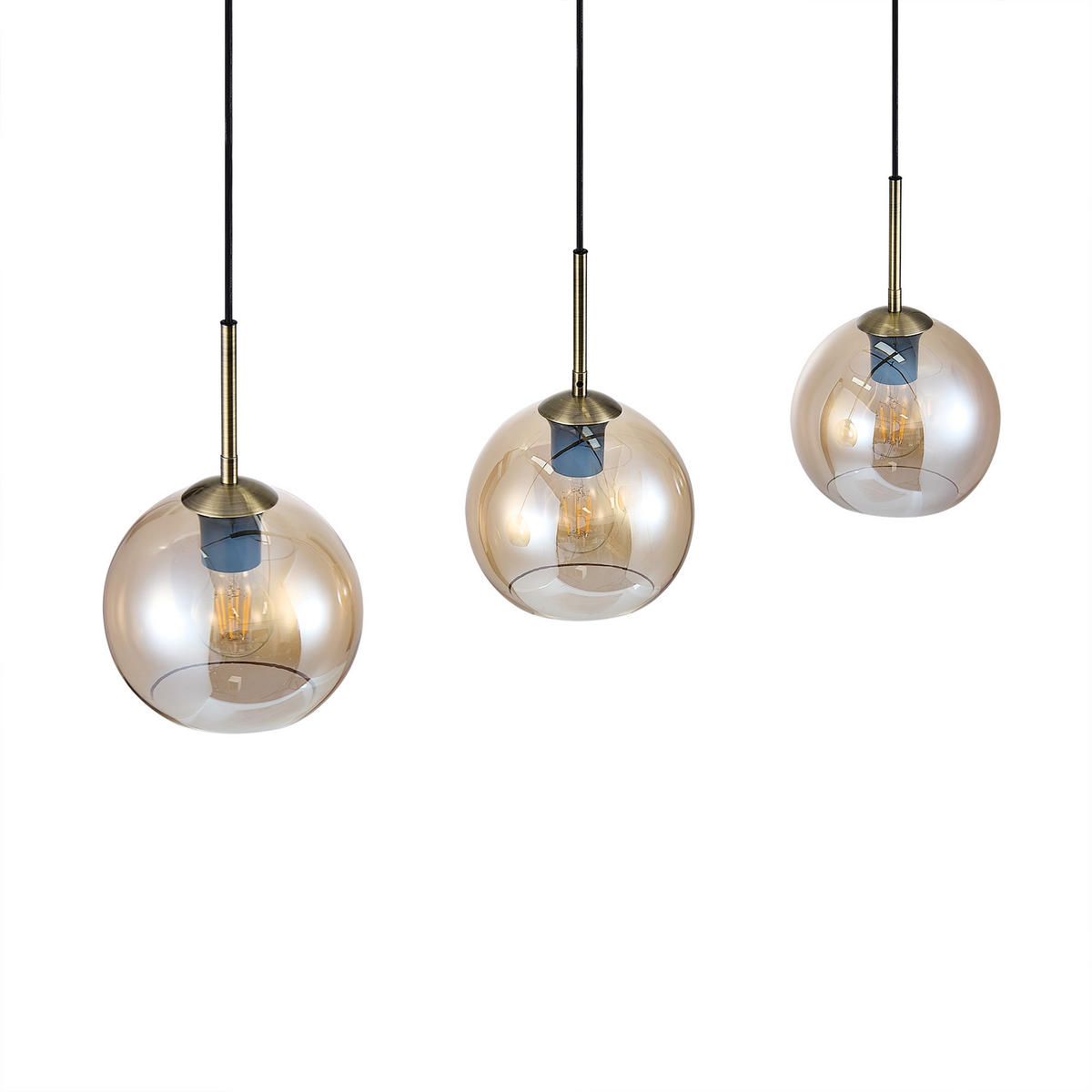 HÄNGELEUCHTE Leonie 110/20/150 cm   - Bernsteinfarben, Basics, Glas/Metall (110/20/150cm) - Novel
