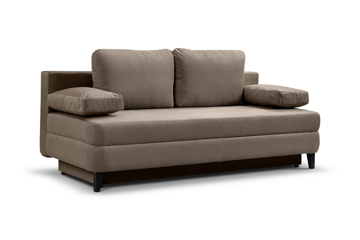 SCHLAFSOFA SORTO  mit Liegefunktion Cord Beigebraun  - Beigebraun/Schwarz, Basics, Holz/Textil (200/91/100cm) - MID.YOU