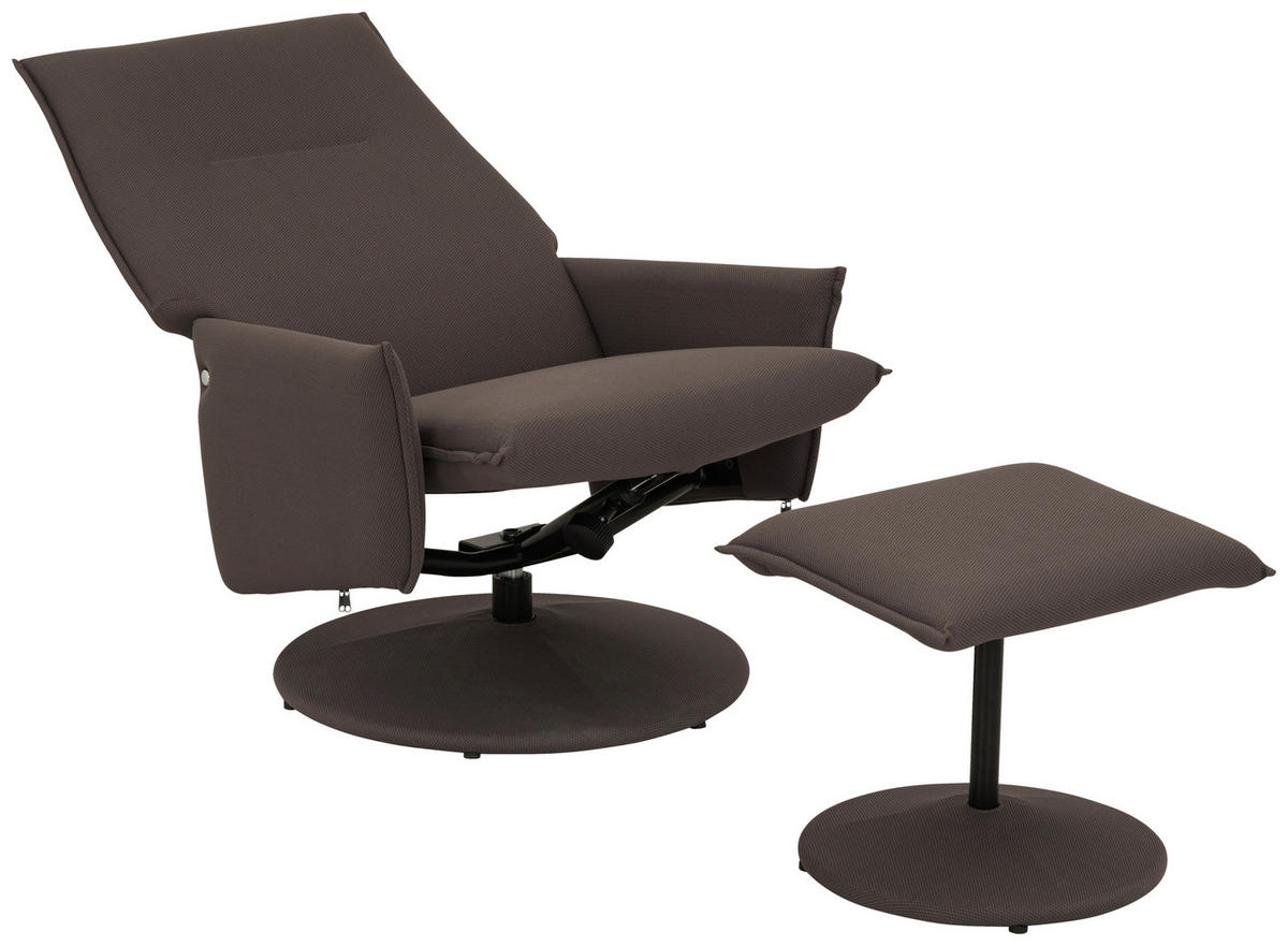 RELAXSESSELSET Webstoff Hocker    - Graubraun/Grau, MODERN, Textil/Metall (69/95/80/80/107,5cm) - P & B