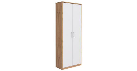 MEHRZWECKSCHRANK in Weiß, Eichefarben - Eichefarben/Silberfarben, KONVENTIONELL, Holzwerkstoff/Kunststoff (72/194/36cm) - Xora