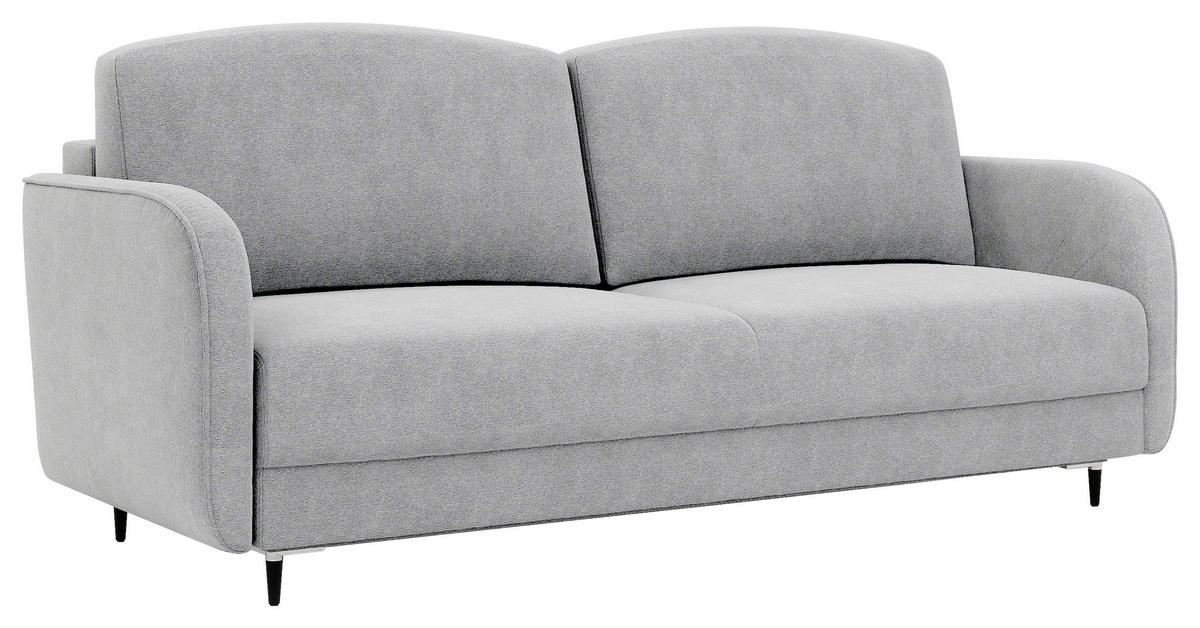 SCHLAFSOFA Chenille Grau  inkl. Rückenkissen, Bettkasten, Schlaffunktion, Rücken echt  - Schwarz/Grau, KONVENTIONELL, Textil/Metall (215/95/85cm) - Milino