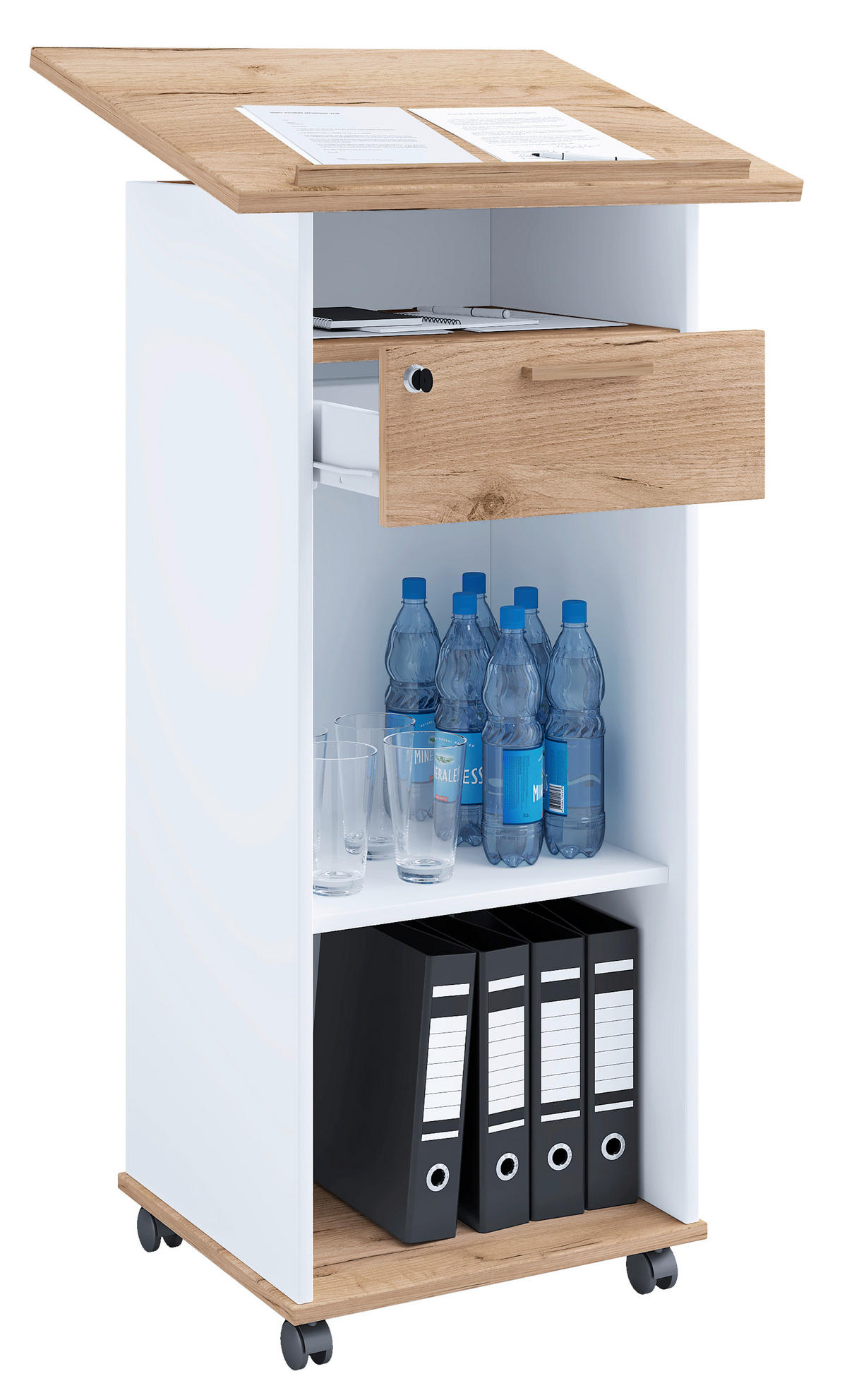 STÅPULPET 60/50/108,3 cm  i vit, honungsek  - vit/honungsek, Design, trämaterial (60/50/108,3cm) - MID.YOU