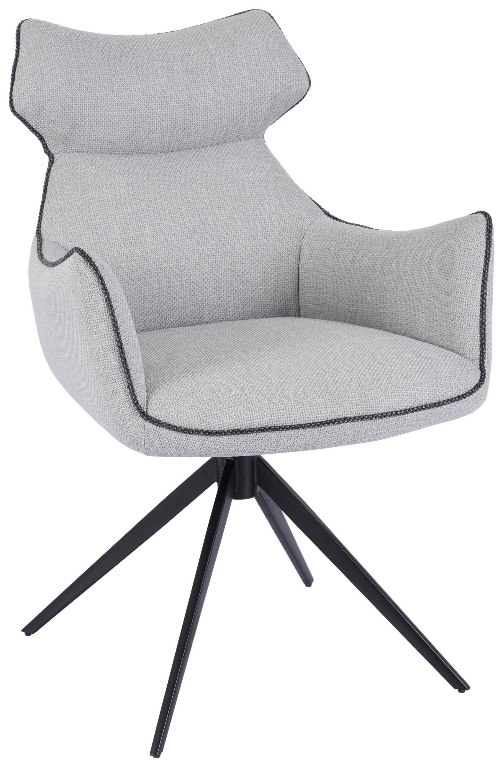 SCAUN CU BRAțE in negru, gri deschis  - gri deschis/negru, Design, metal/textil (59/90/64cm) - Novel