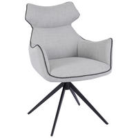 SCAUN CU BRAțE in negru, gri deschis  - gri deschis/negru, Design, metal/textil (59/90/64cm) - Novel