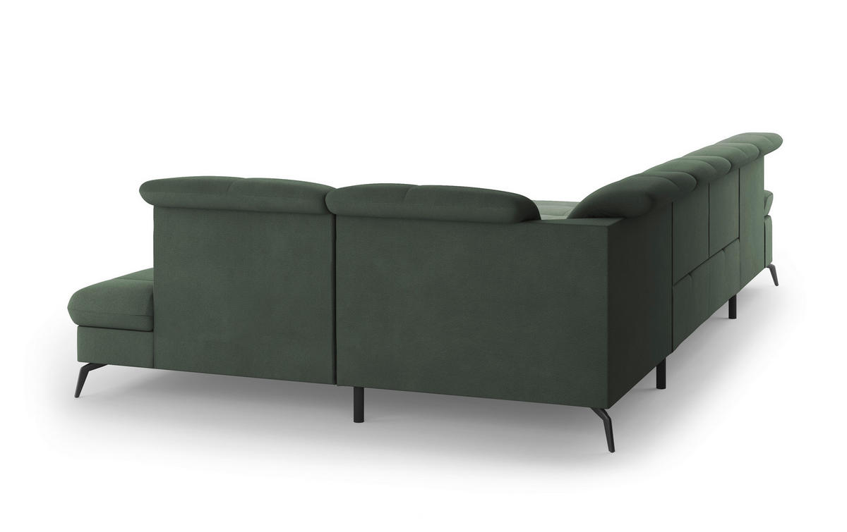 WOHNLANDSCHAFT in Flachgewebe Grün  - Schwarz/Grün, Konventionell, Textil/Metall (185/357/231cm) - Sit & More