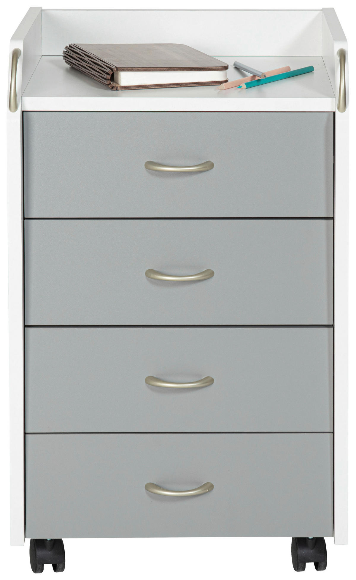 KONTAJNER NA KOLIESKACH, 40/65/36 cm - sivá/biela, Konventionell, kompozitné drevo/plast (40/65/36cm) - MID.YOU