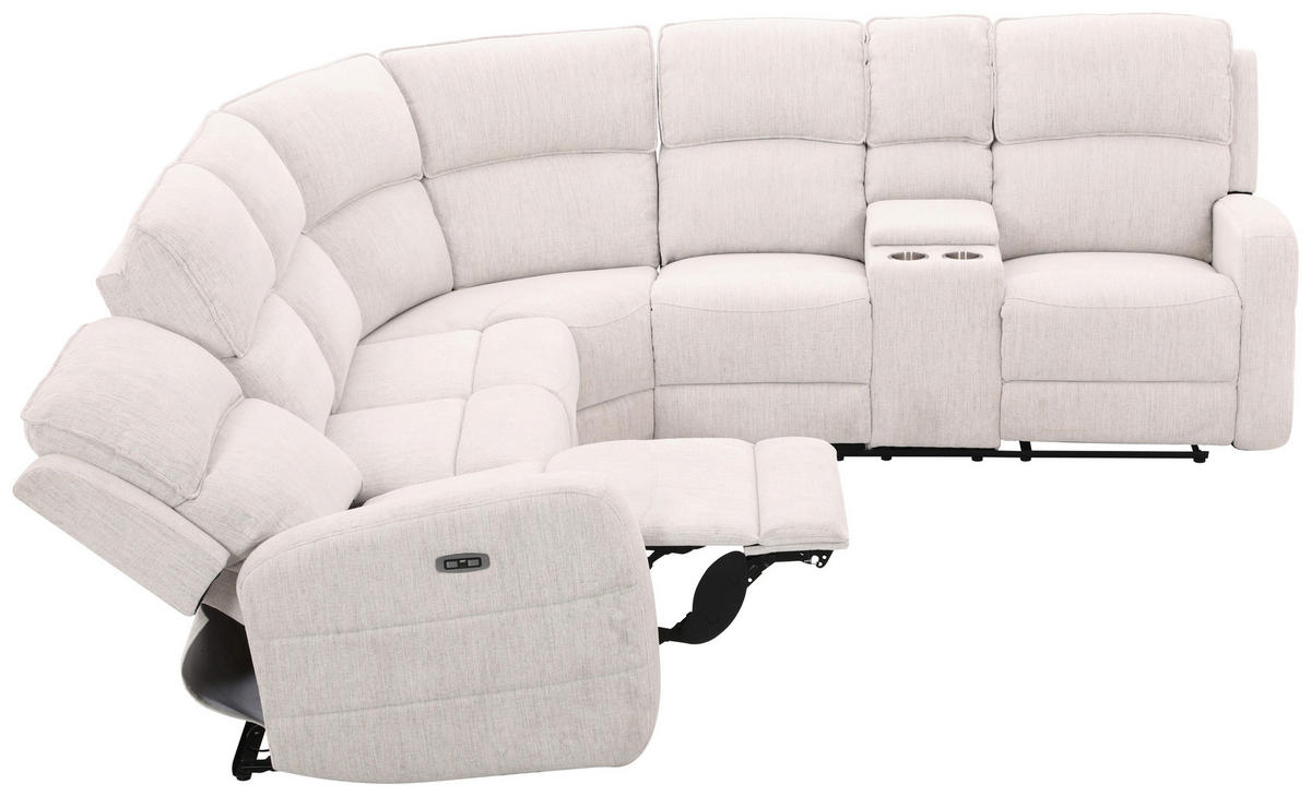 ECKSOFA Weiß Leinenoptik  - Schwarz/Weiß, KONVENTIONELL, Holz/Kunststoff (240/102/265cm) - Livetastic