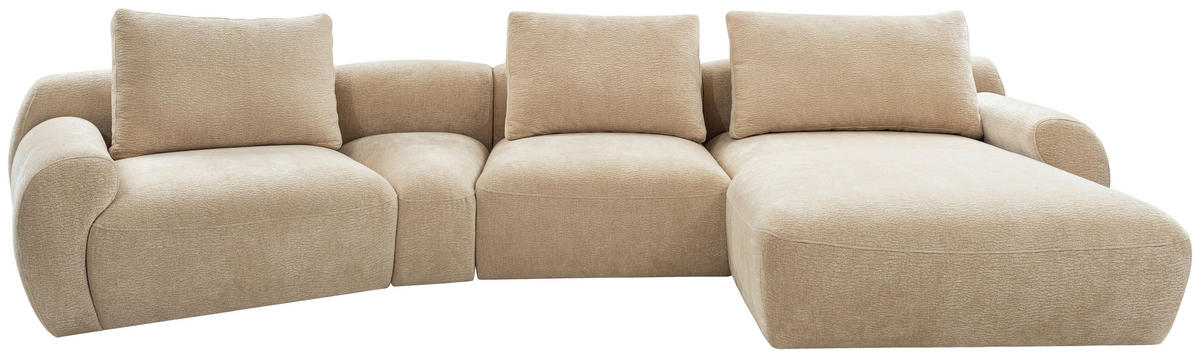 SOFFA i textil beige  - beige/svart, Modern, textil/plast (176/362cm) - Stylife