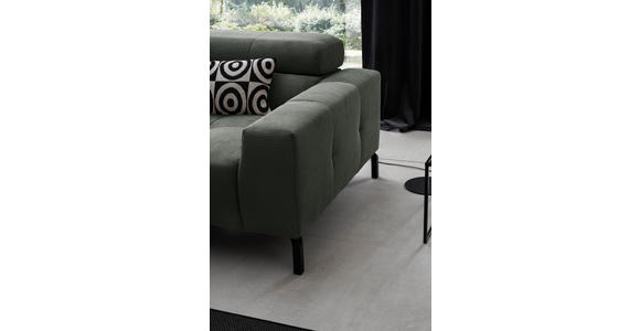 ECKSOFA Olivgrün Feincord  - Schwarz/Olivgrün, KONVENTIONELL, Textil/Metall (219/311cm) - Hom`in