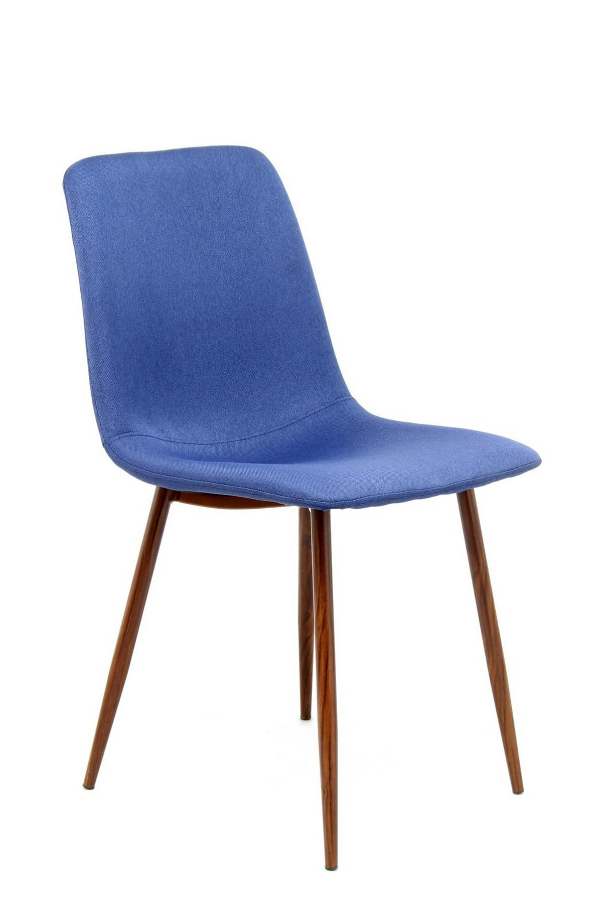 STUHL-SET 2 Stück  in Flachgewebe  - Blau/Braun, Design, Textil/Metall (46.5/84.5/55cm) - Kayoom