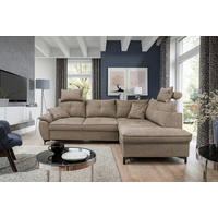 ECKSOFA SOLEI Taupe Chenille Zierkissen, Bettkasten, Kopfstütze  - Taupe/Schwarz, Design, Kunststoff/Textil (265/203cm) - MID.YOU