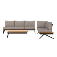 ENSEMBLE LOUNGE 3-teilig  - Anthrazit/Naturfarben, Modern, Holz/Textil (286/166cm) - Amatio