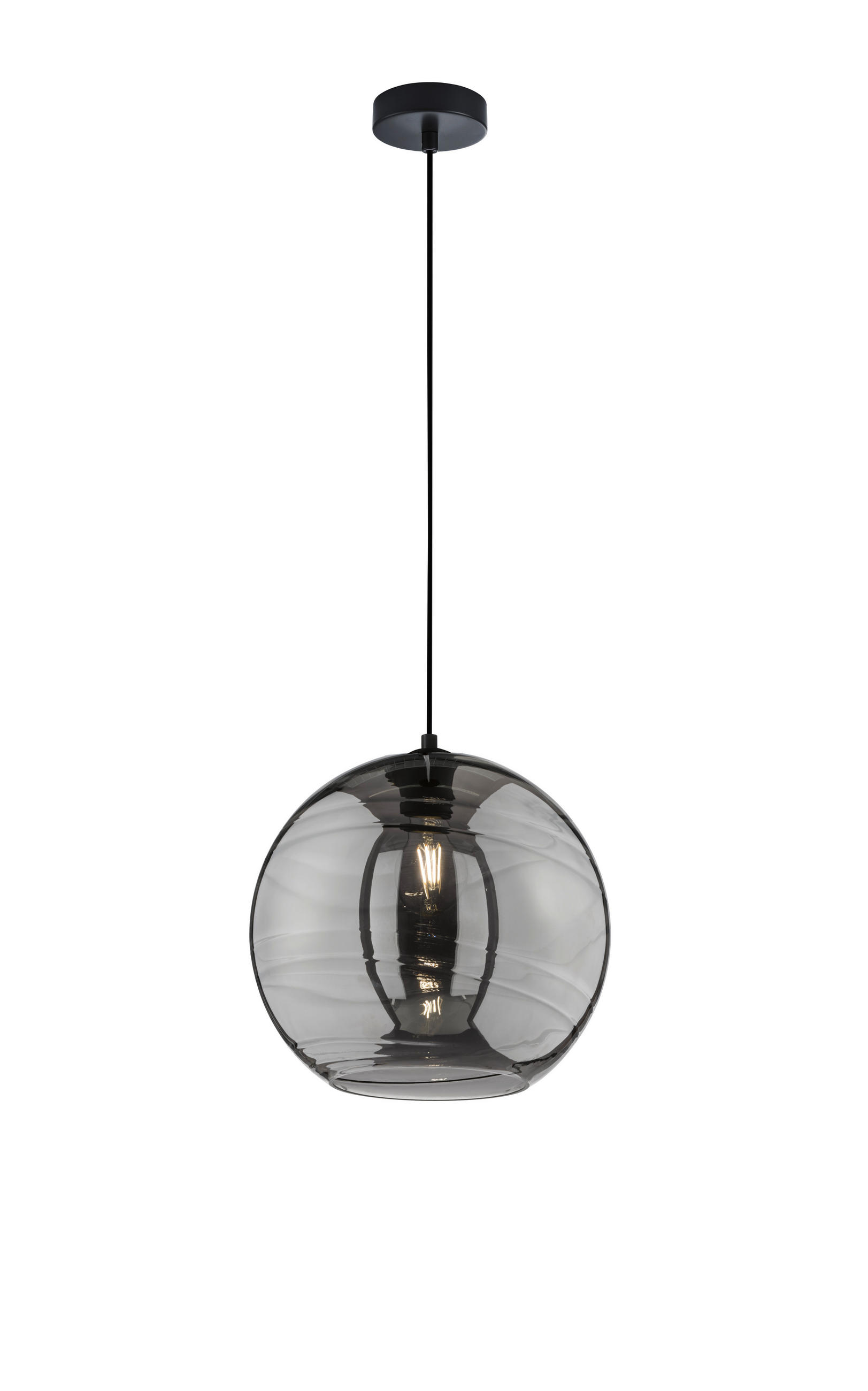 PENDELLEUCHTE 30/150 cm  - Klar/Schwarz, Trend, Glas/Metall (30/150cm) - Fischer & Honsel