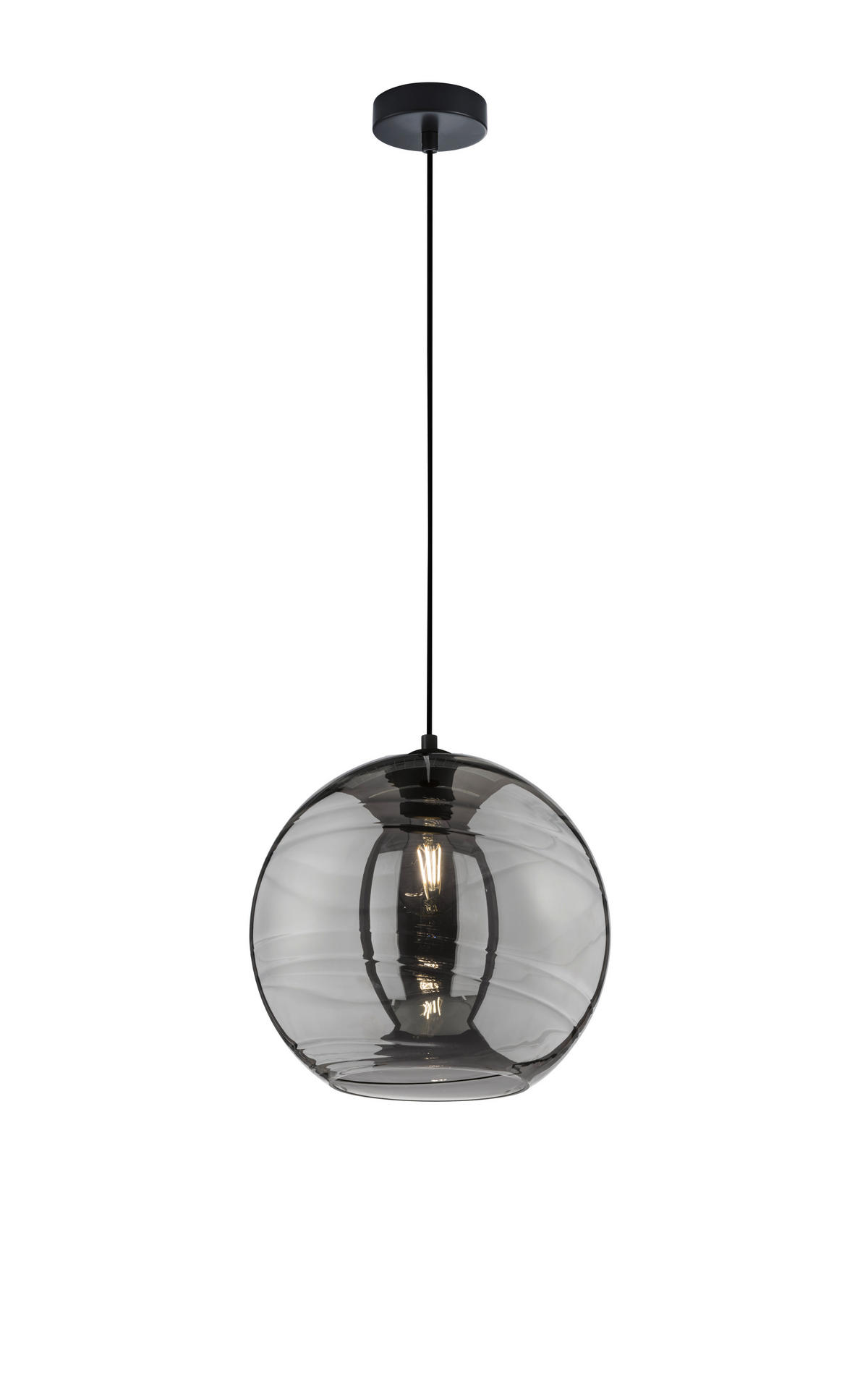 PENDELLEUCHTE Opie 30/150 cm   - Klar/Schwarz, Trend, Glas/Metall (30/150cm) - Fischer & Honsel