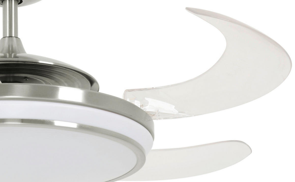 DECKENVENTILATOR - Klar/Chromfarben, Basics, Kunststoff/Metall (122/41cm) - P & B