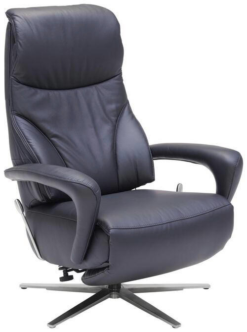 RELAXSESSEL Echtleder Relaxfunktion, Nackenkissen    - Edelstahlfarben/Schwarz, Design, Leder/Metall (75/106/88cm) - Dieter Knoll