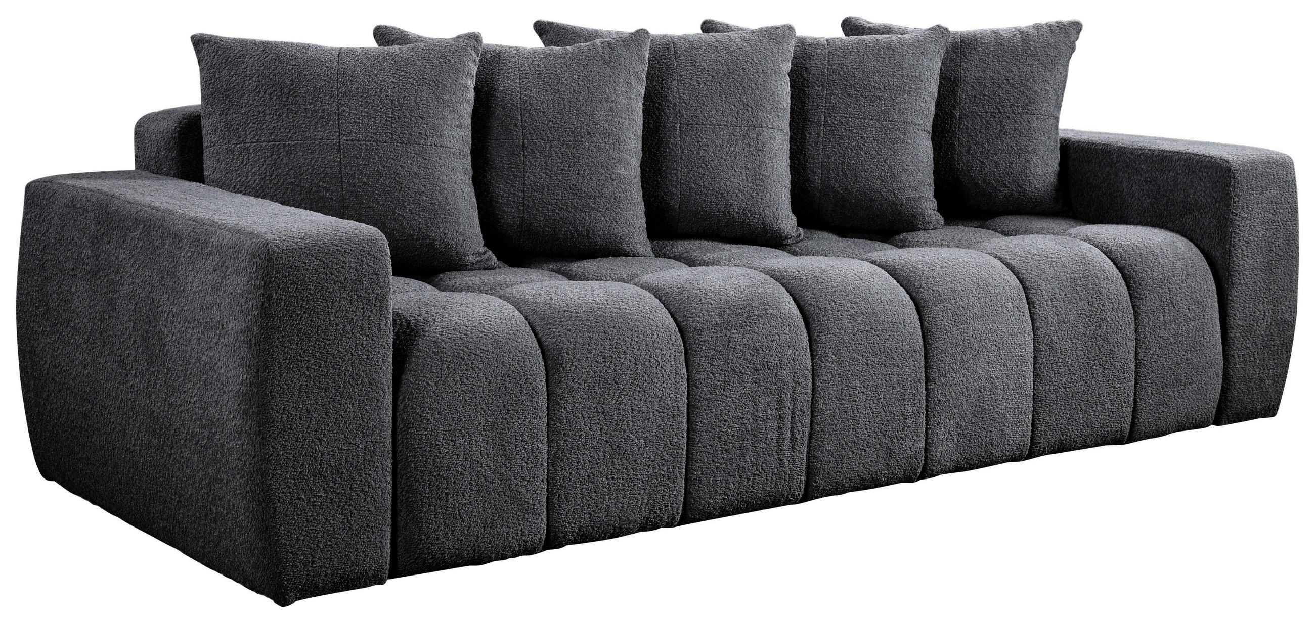 SCHLAFSOFA in Struktur, Bouclé Dunkelgrau  - Dunkelgrau/Schwarz, Basics, Kunststoff/Textil (250/86/140cm) - Livetastic