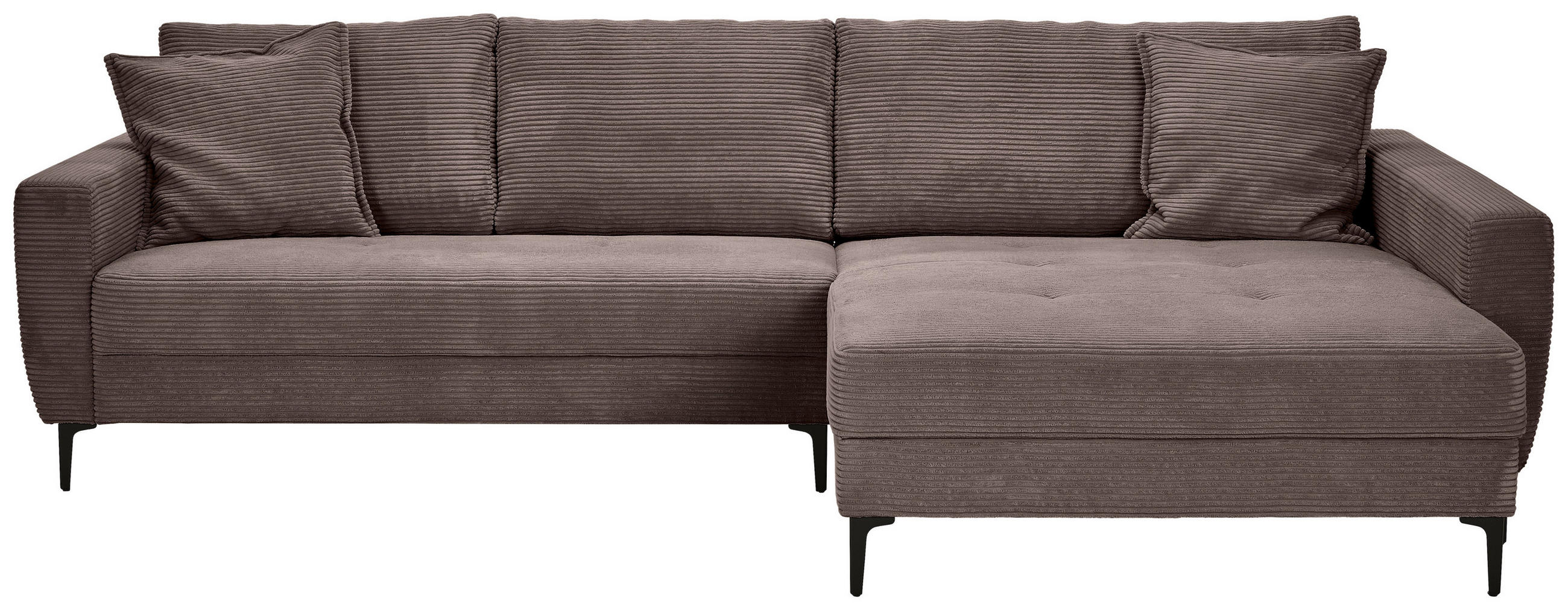 ECKSOFA Dunkelbraun Cord  - Dunkelbraun/Schwarz, Design, Textil/Metall (283/174cm) - Xora