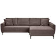 ECKSOFA Dunkelbraun Cord  - Dunkelbraun/Schwarz, Design, Textil/Metall (283/174cm) - Xora