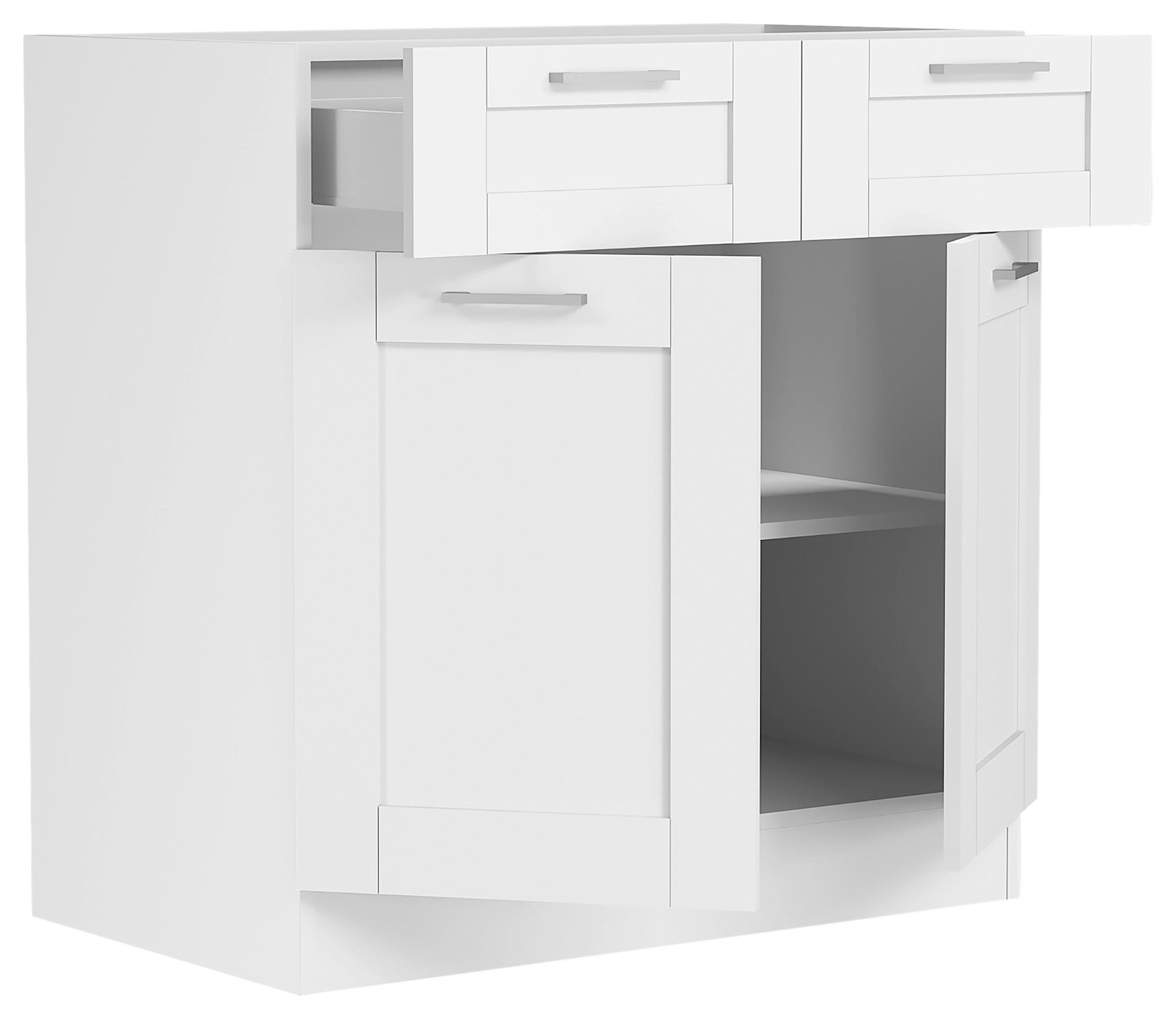 KÜCHENUNTERSCHRANK 80/82/46 cm in Weiss - Weiss/Silberfarben, Trend, Holzwerkstoff/Kunststoff (80/82/46cm) - MID.YOU