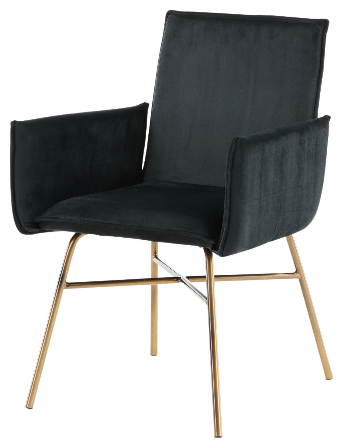 STUHL  in Stahl Samt Metall, Textil  - Messingfarben/Schwarz, Design, Textil/Metall (57/87/60cm) - Livetastic