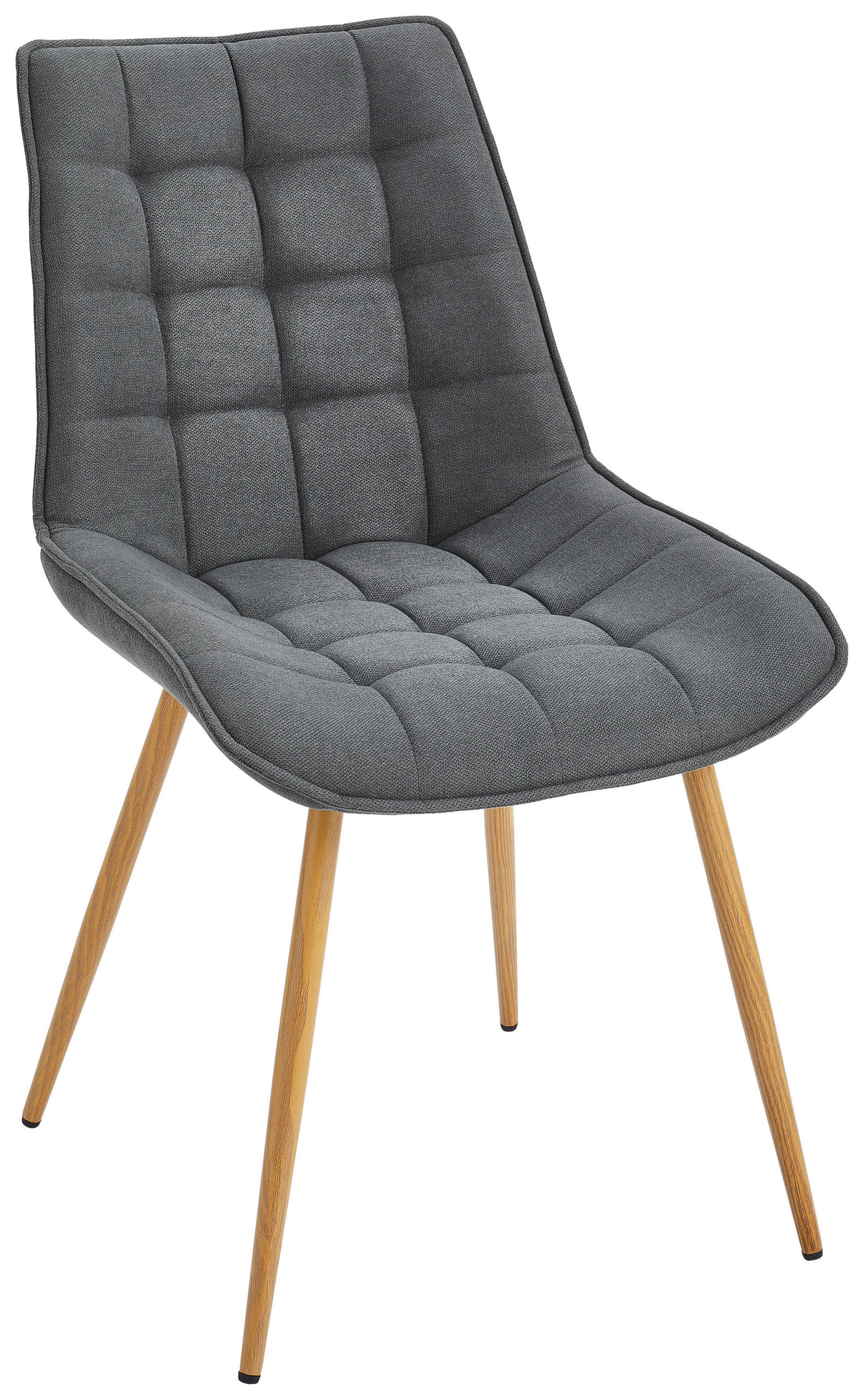 Scaun din metal, textil, gri, culoare lemn stejar