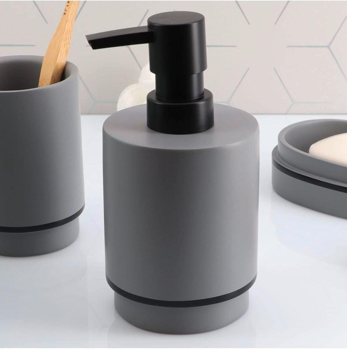 DOZATOR ZA TEČNI SAPUN  siva, crna  plastika  - siva/crna, Osnovno, plastika (8/8/15.6cm) - Homeware