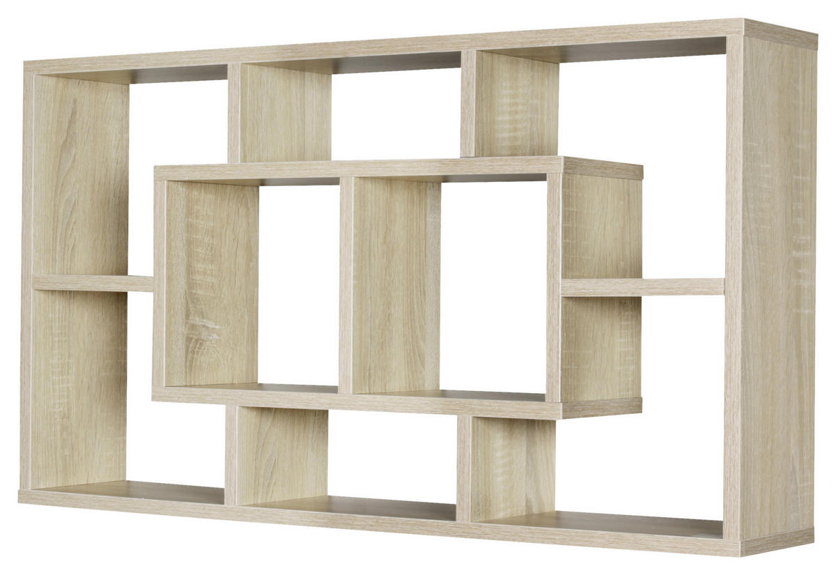 NÁSTĚNNÝ REGÁL, barvy dubu, 85/47,5/16 cm - barvy dubu, Konvenční, kompozitní dřevo (85/47,5/16cm) - MID.YOU