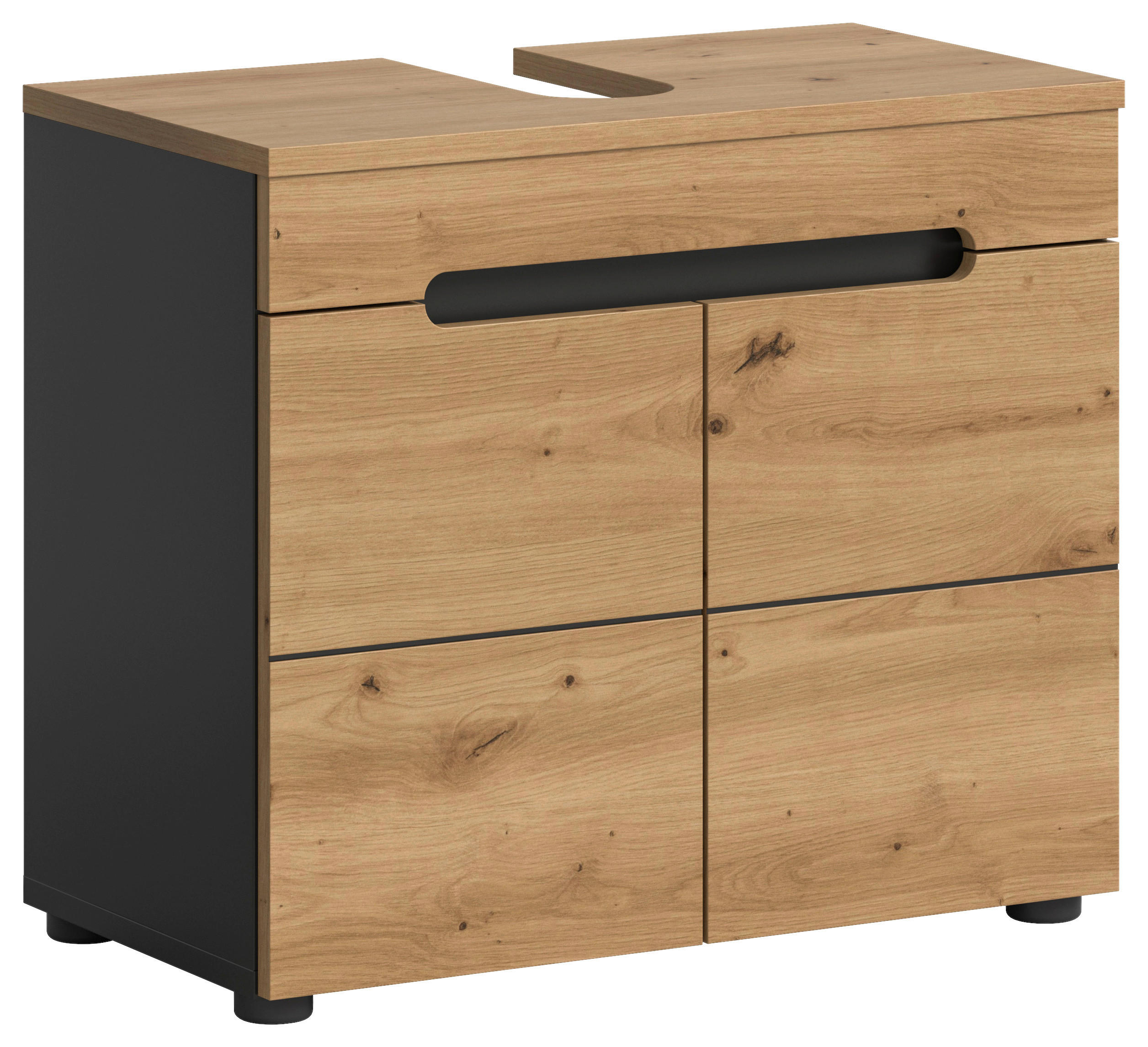 WASCHBECKENUNTERSCHRANK 63/55/34 cm  - Dunkelgrau/Schwarz, MODERN, Holzwerkstoff/Kunststoff (63/55/34cm) - MID.YOU