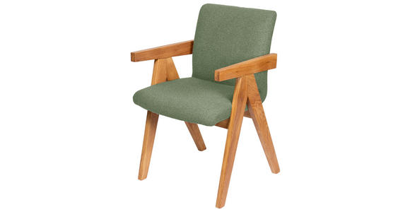 ARMLEHNSTUHL in Holz, Textil Grün  - Eichefarben/Grün, KONVENTIONELL, Holz/Textil (53,5/83/62cm) - Linea Natura