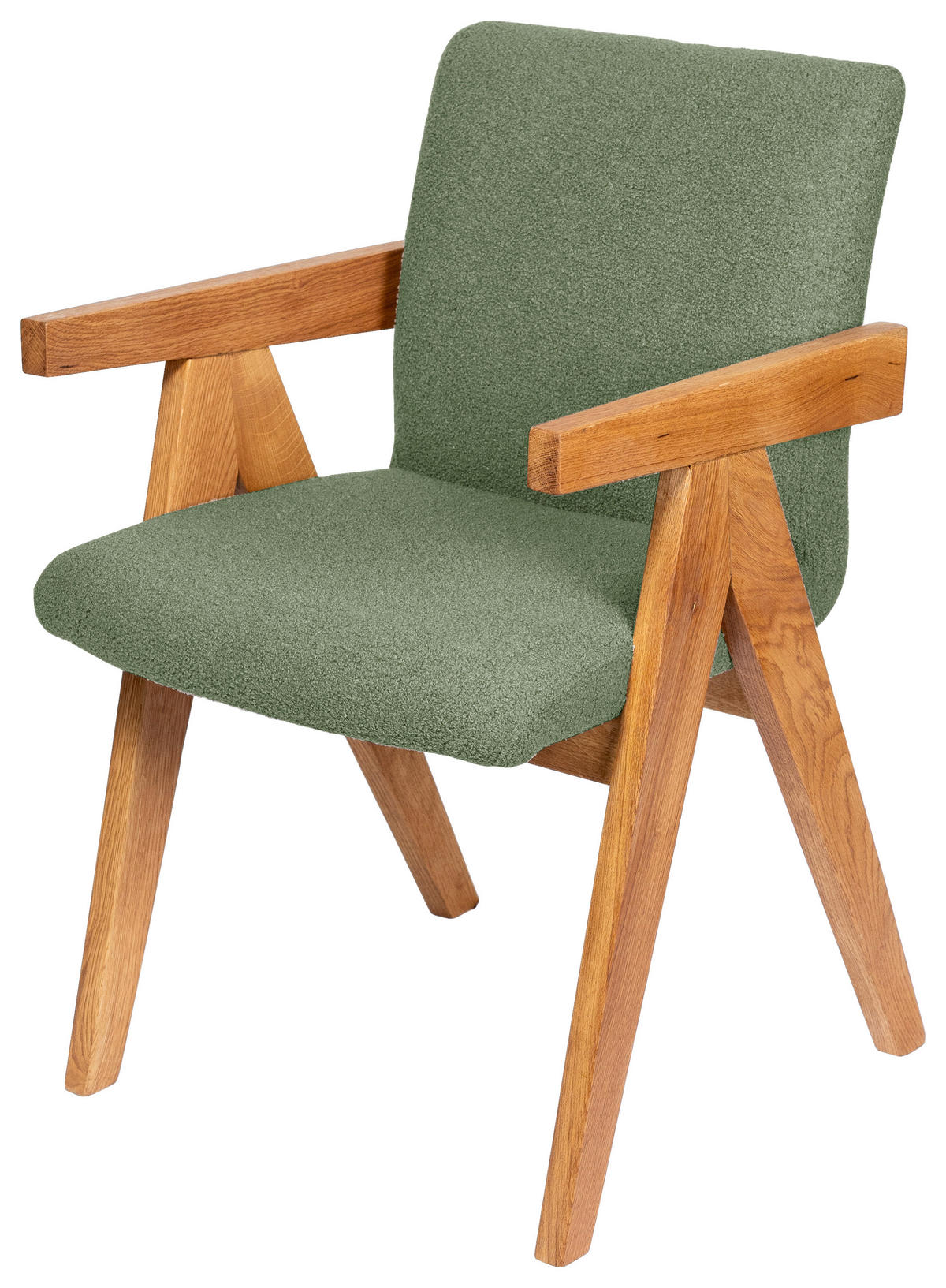 ARMLEHNSTUHL  in Bouclé  - Eichefarben/Grün, KONVENTIONELL, Holz/Textil (53,5/83/62cm) - Linea Natura