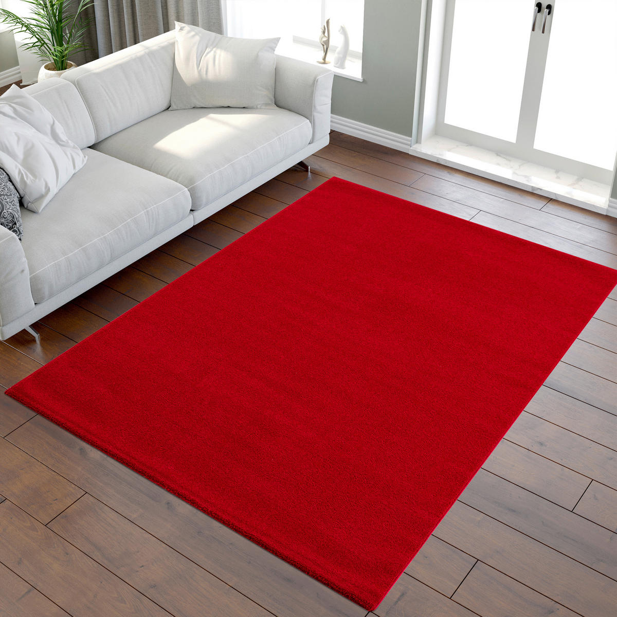 WEBTEPPICH 140/200 cm Uni Rot  - Rot, LIFESTYLE, Kunststoff/Textil (140/200cm)