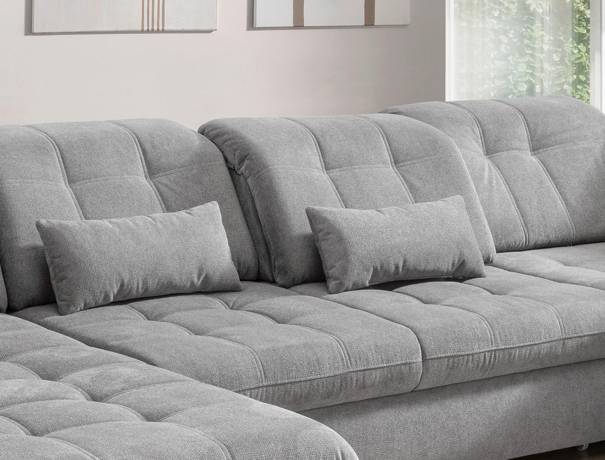 WOHNLANDSCHAFT in Chenille Silberfarben  - Silberfarben/Schwarz, Modern, Textil/Metall (184/387/252cm) - Livetastic