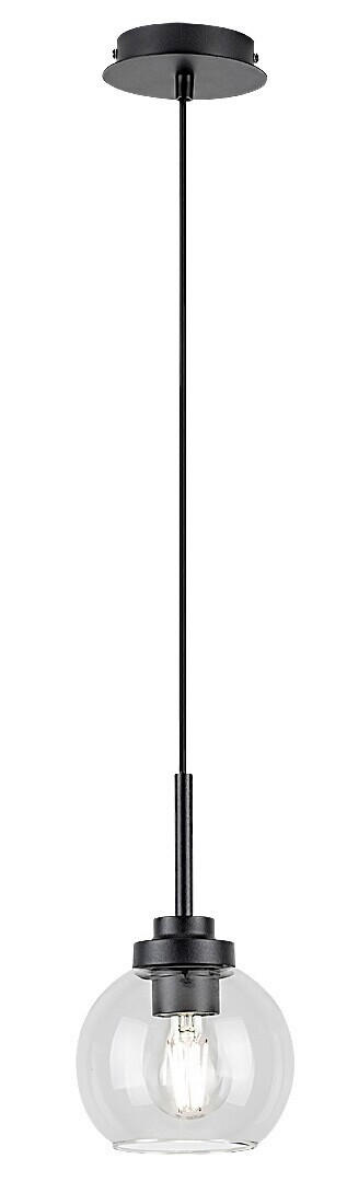 VISEČA SVETILKA  Tirina      15/120 cm      E27 - črna/prozorno, Trend, kovina/steklo (15/120cm)