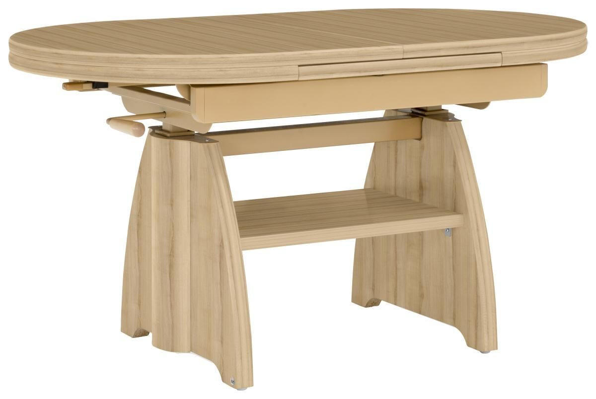 COUCHTISCH Eiche furniert 110-130,5/65/56-75 cm rechteckig Eichefarben  - Eichefarben, KONVENTIONELL, Holzwerkstoff/Metall (110-130,5/65/56-75cm) - Venda
