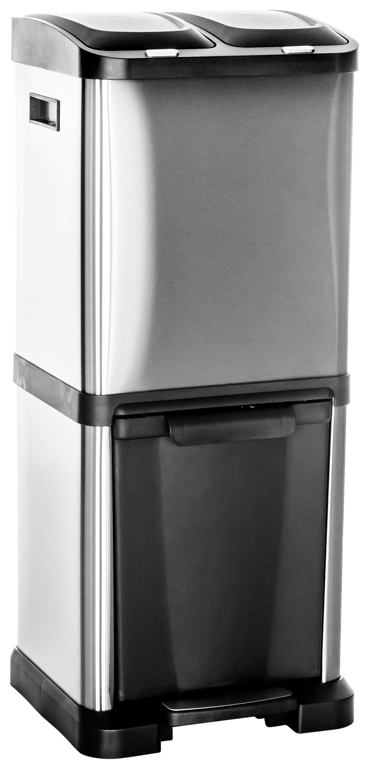 ABFALLSAMMLER 32 l  Metall  - Silberfarben/Schwarz, Basics, Kunststoff/Metall (32/78/32cm) - MID.YOU