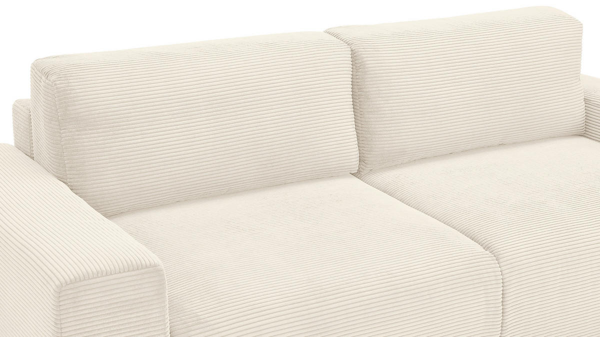 SCHLAFSOFA in Cord Creme  - Buchefarben/Creme, Konventionell, Holz/Kunststoff (255/86/123cm) - Livetastic