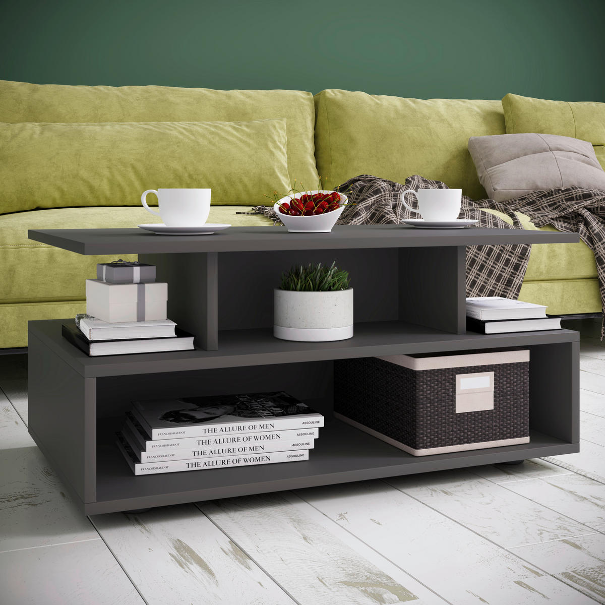 COUCHTISCH in Holzwerkstoff 80/50/40 cm  - Anthrazit/Schwarz, Design, Holzwerkstoff/Kunststoff (80/50/40cm) - MID.YOU
