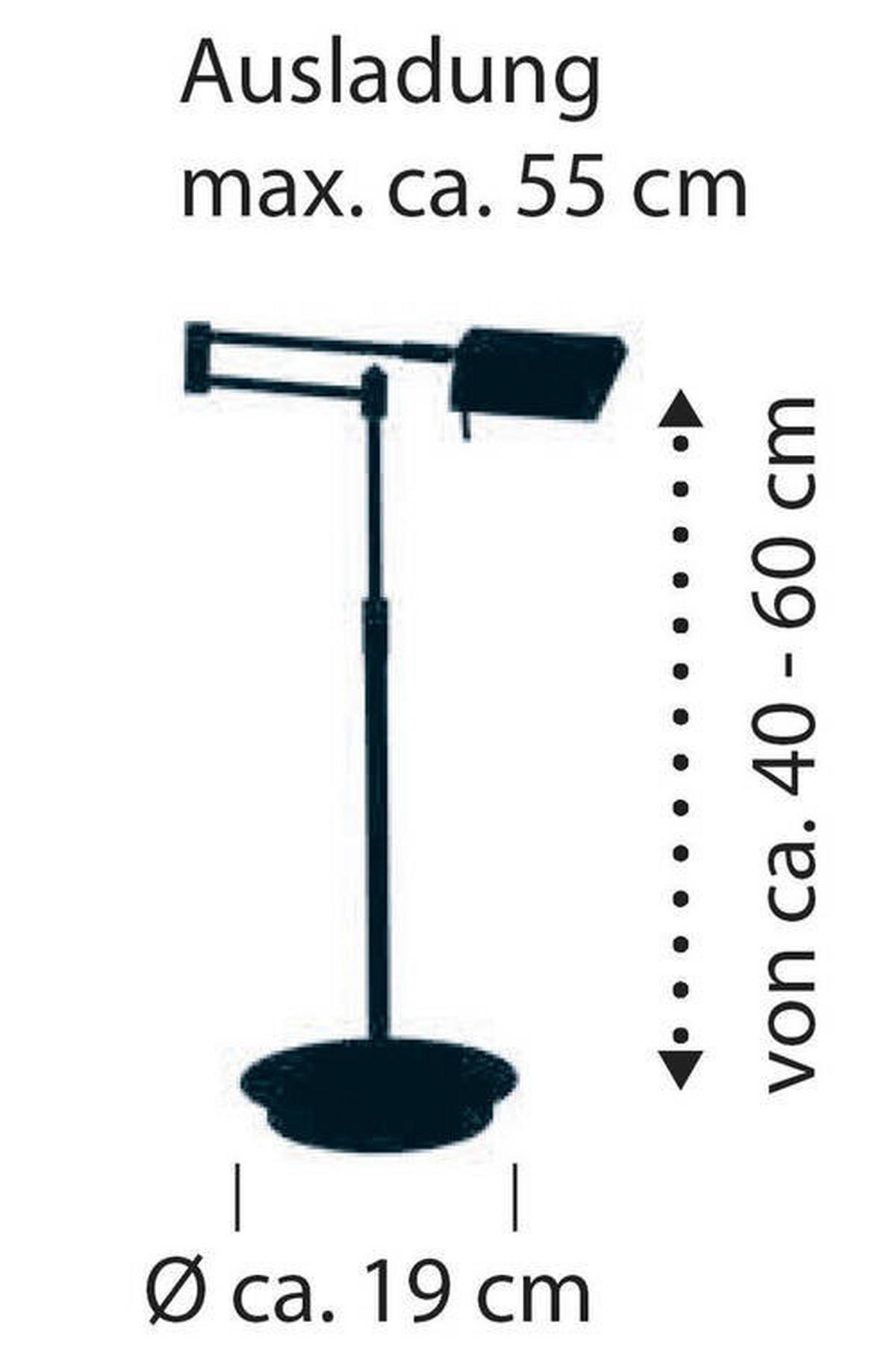 LED-TISCHLEUCHTE   - Nickelfarben, KONVENTIONELL, Kunststoff/Metall (40-60cm) - Hell