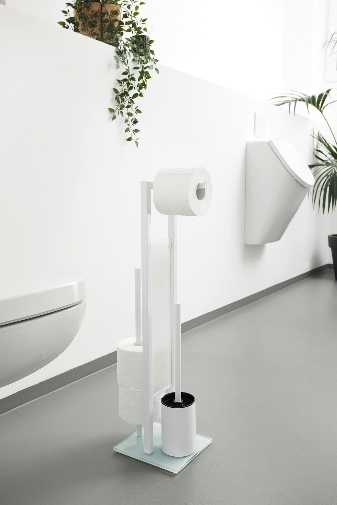 WC-BÜRSTENKOMBINATION - Weiß, Basics, Glas/Kunststoff (18/70/23cm) - Wenko