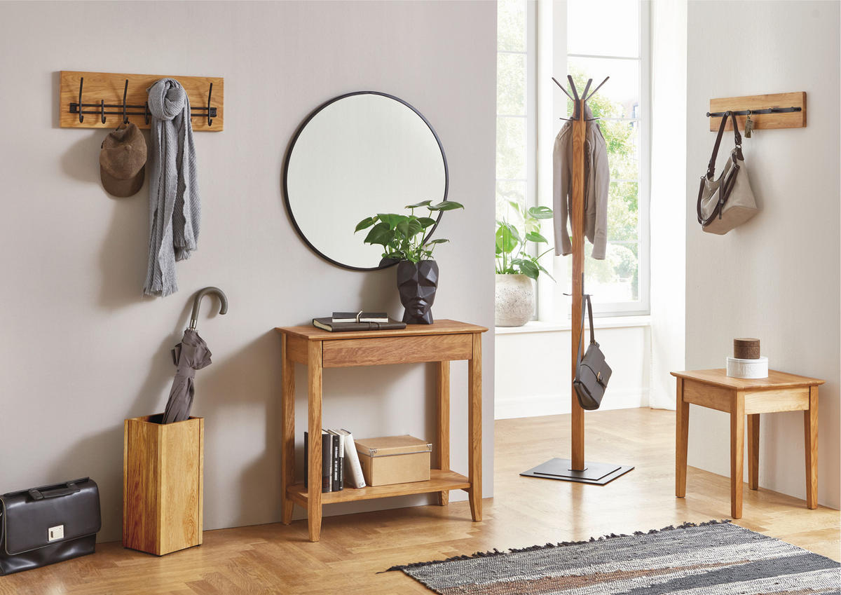 KLEIDERSTÄNDER in Braun, Schwarz, Eichefarben 40/180/40 cm   - Eichefarben/Schwarz, KONVENTIONELL, Holz/Metall (40/180/40cm)